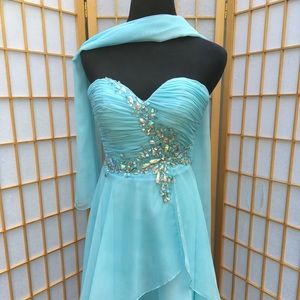 Beaded Blue Cocktail Dress by May Queen